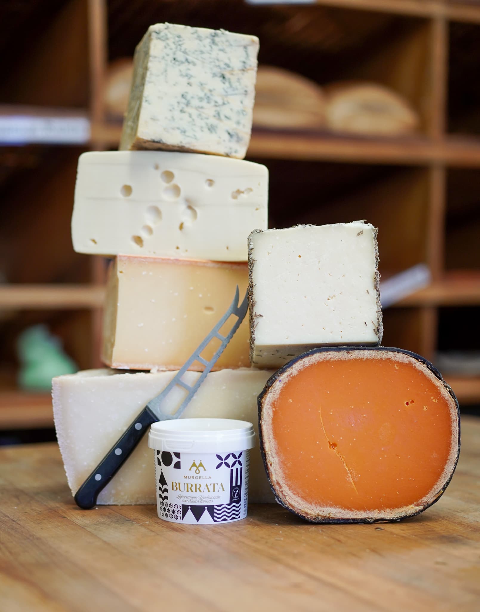 A stack of cheeses from the Ottavio case